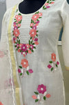 Phulwari Embroidery Kota Doria Suit- Mint and Cream