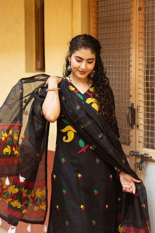 Black Jamdani Cotton Suit Sets