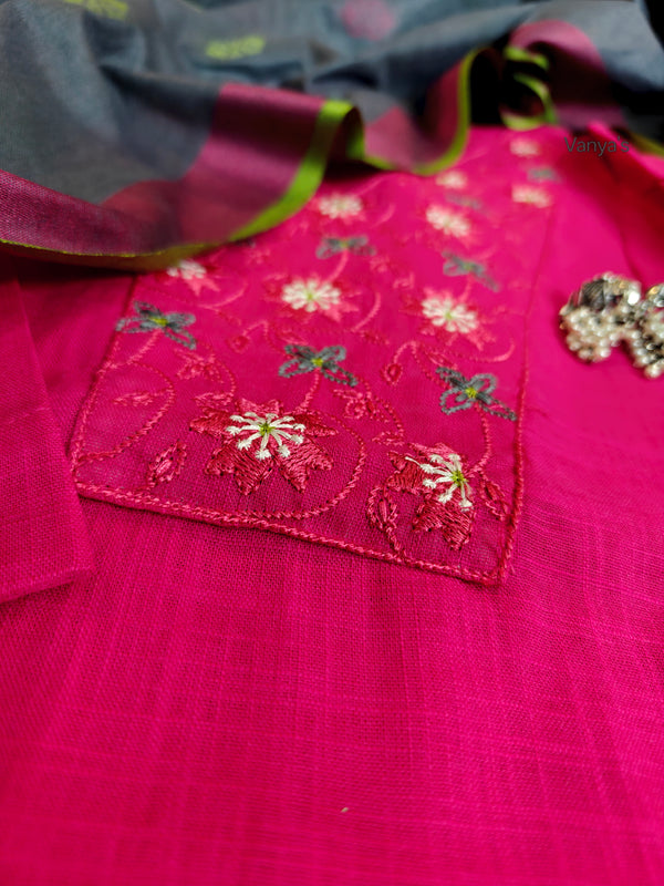 Karvi Handloom cotton Suit sets with linen Duppata