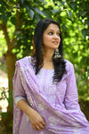 Blush lilac cotton embroidery suit sets