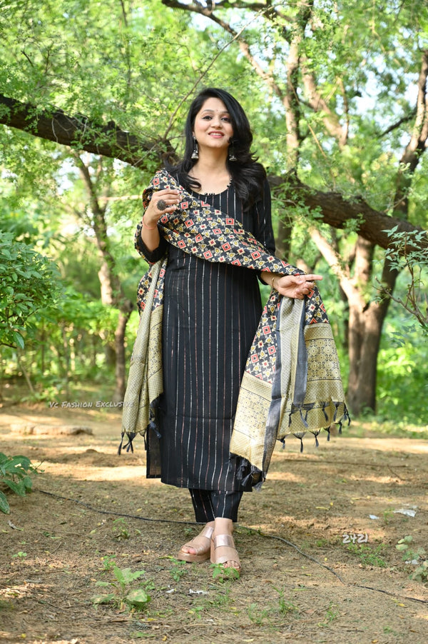 Myra self south cotton kurta pant sets