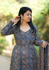 Manjiri Ajrak Cotton Anarkali Suit Sets- Blue