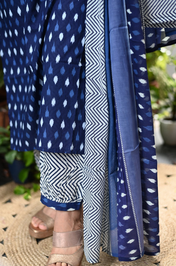 : Indigo Ikat Magic Kurta Set