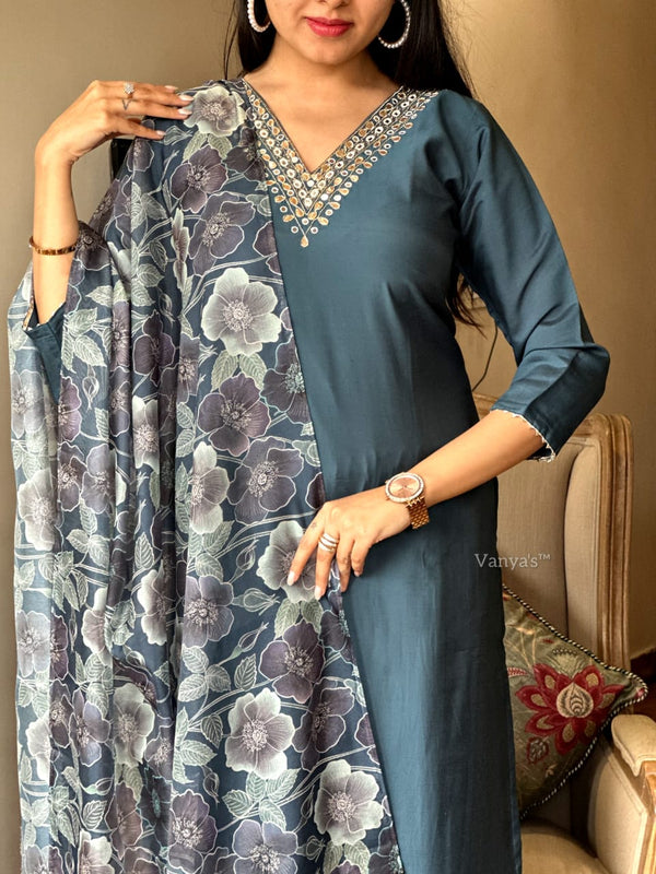 Blue hue silk suits