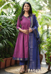 Manitri Purple & Blue Anarkali south cotton