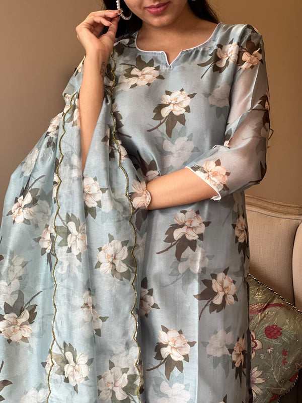 Sea Blue chanderi suit sets