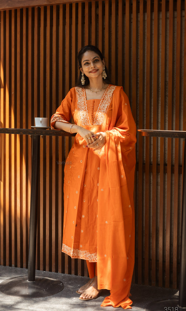 Saanjh Pure Cotton Embroidery Suit Sets- Two colours