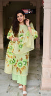 Hand Brush Kota Doria Suit Sets- Green