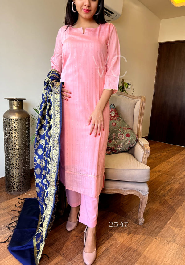 Pink Sequence chanderi suit sets