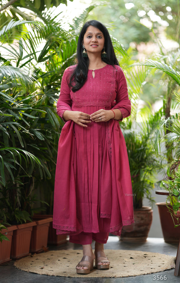 Pankuri Soft Kota doria A line Suit Sets