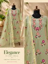 Phulwari Embroidery Kota Doria Suit- Mint and Cream