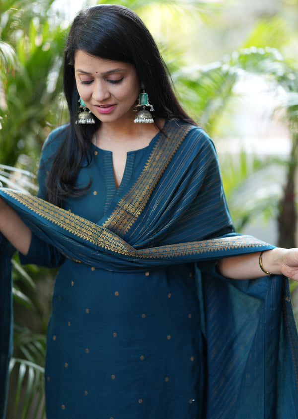 Vanaja Chettinad Handloom zari work Suit sets-Two Colour