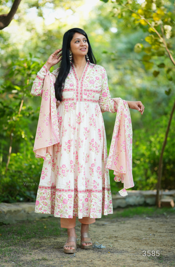 Pakhi Summer Cotton anarkali- attached lining