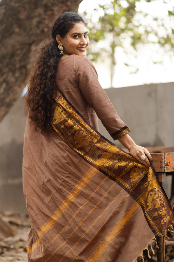Bhumi Sutra kanchi pattu cotton Suit Set- pure pattu with lining