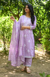 Blush lilac cotton embroidery suit sets