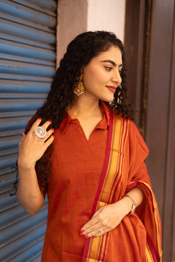 Rust Aura – Narayanpeth Cotton Suit Set