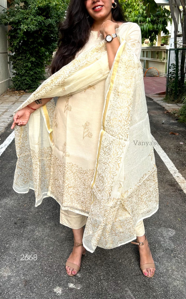 Onam Gold print Kota doria