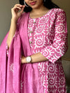 Pink batik suit sets with lining