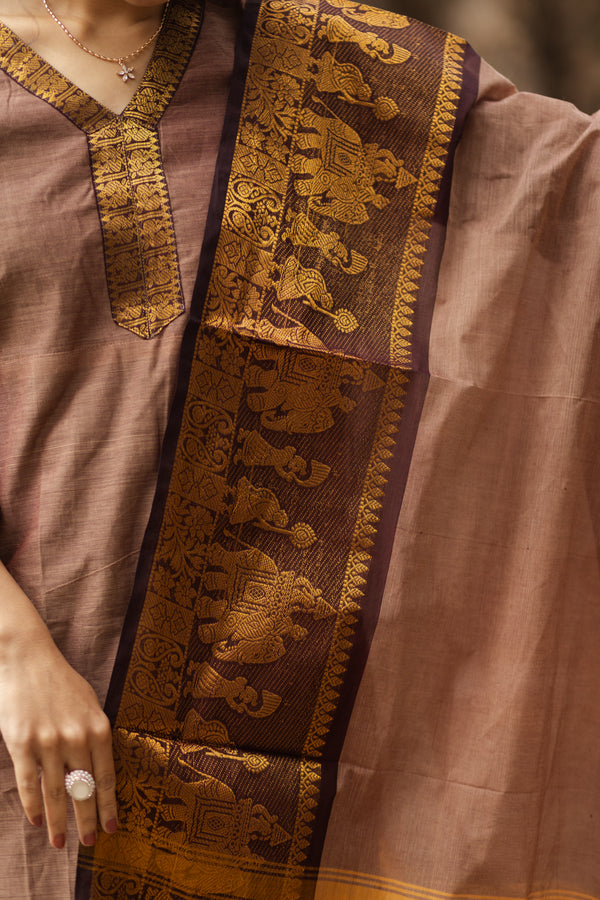 Bhumi Sutra kanchi pattu cotton Suit Set- pure pattu with lining