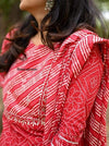 Red bandhej cotton embroidery suits sets-Buy1Get1 offer
