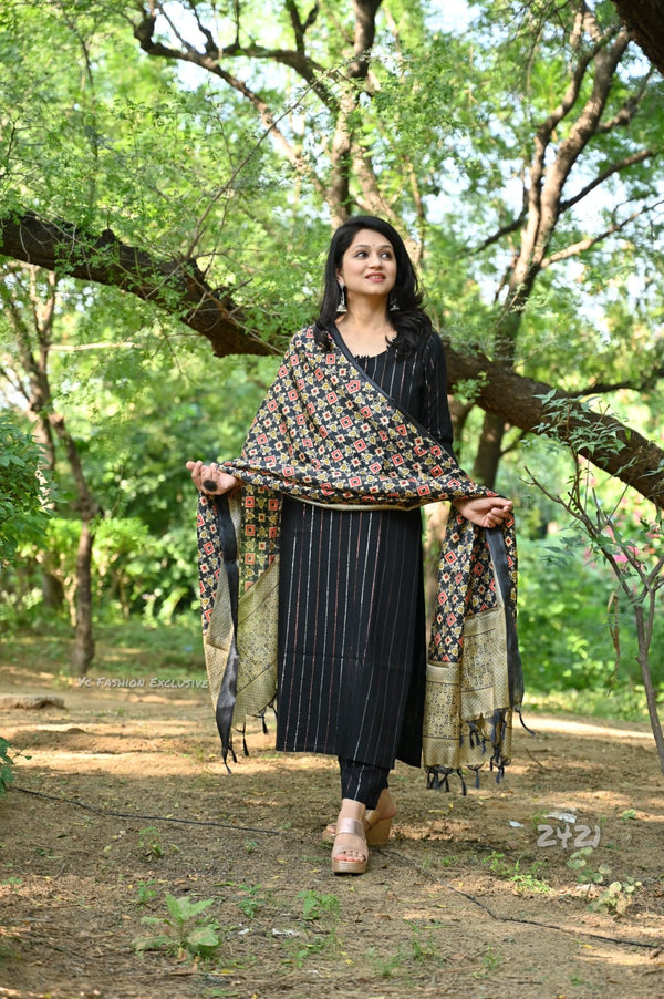 Myra self south cotton kurta pant sets