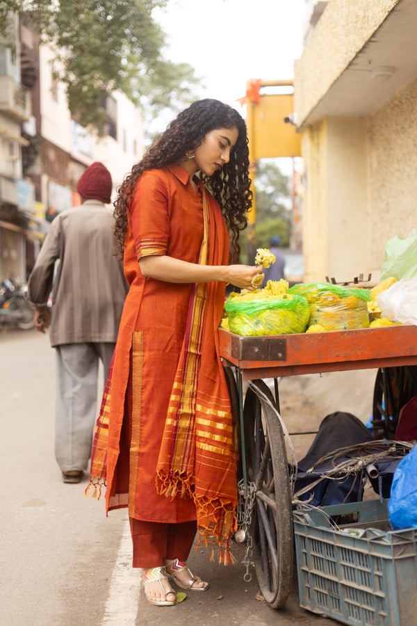 Rust Aura – Narayanpeth Cotton Suit Set