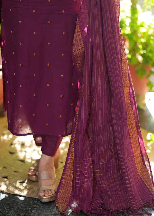 Vanaja Chettinad Handloom zari work Suit sets-Two Colour