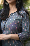 Gauri Grey Ikkat Kurta Suit Set