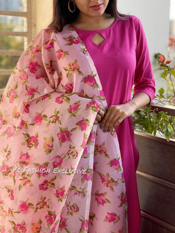 Katha cotton suit sets with doria duppata-Buy1Get1