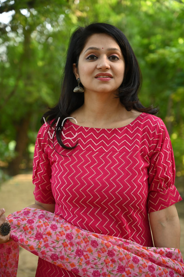 Kyra self south cotton kurta pant sets