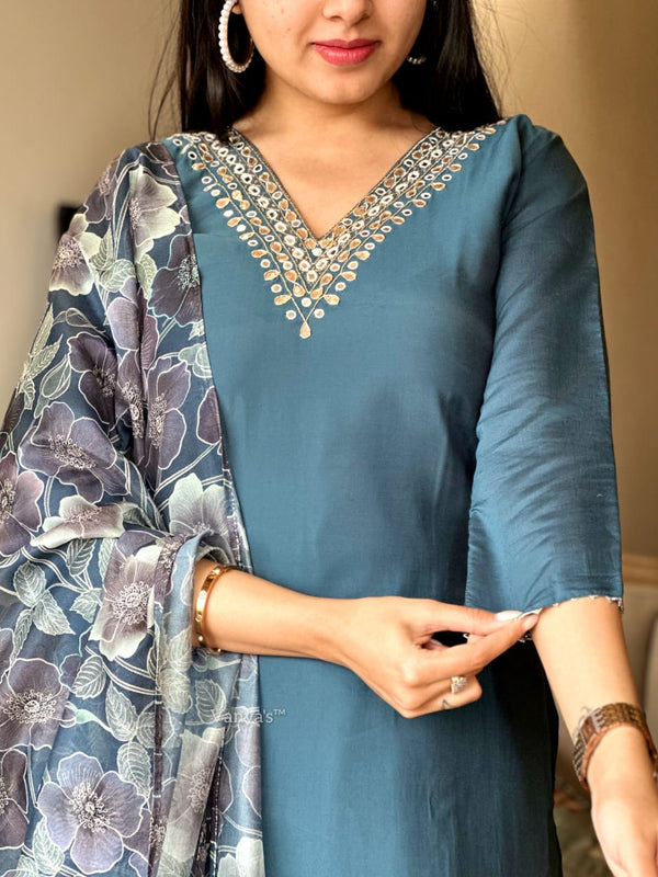 Blue hue silk suits
