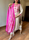 Khadi cotton embroidery suit sets-Buy1Get1 pink