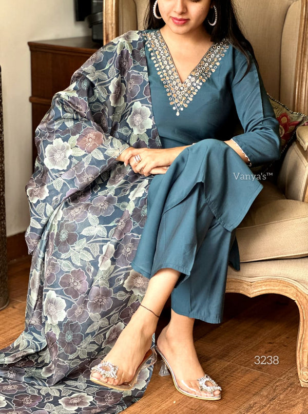 Blue hue silk suits