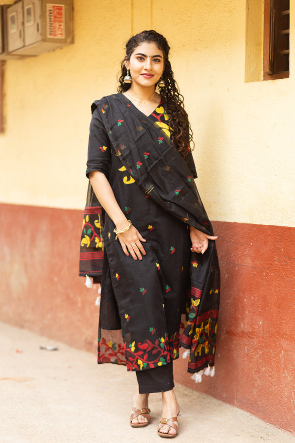 Black Jamdani Cotton Suit Sets