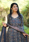 Manjiri Ajrak Cotton Anarkali Suit Sets- Blue