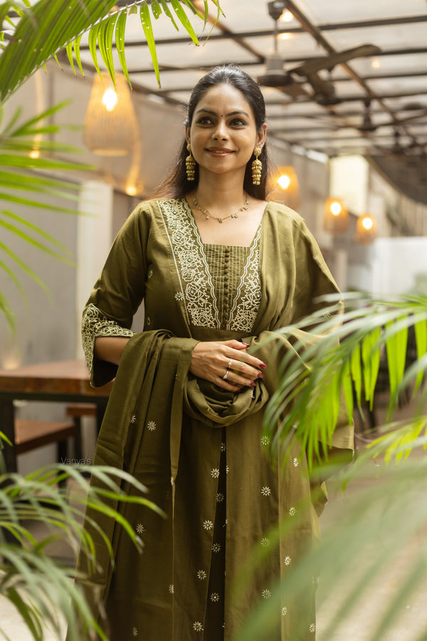 Saanjh Pure Cotton Embroidery Suit Sets- Two colours