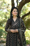 Mehnisha Alia black Ajrak Anarkali Suit Sets