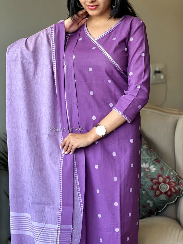 Polka pattu pure south handloom cotton suit sets