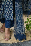 Meharinsha Indigo Bloom Handblock Suit Set 🌿