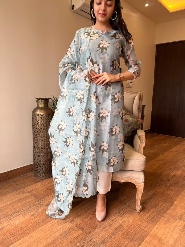 Sea Blue chanderi suit sets