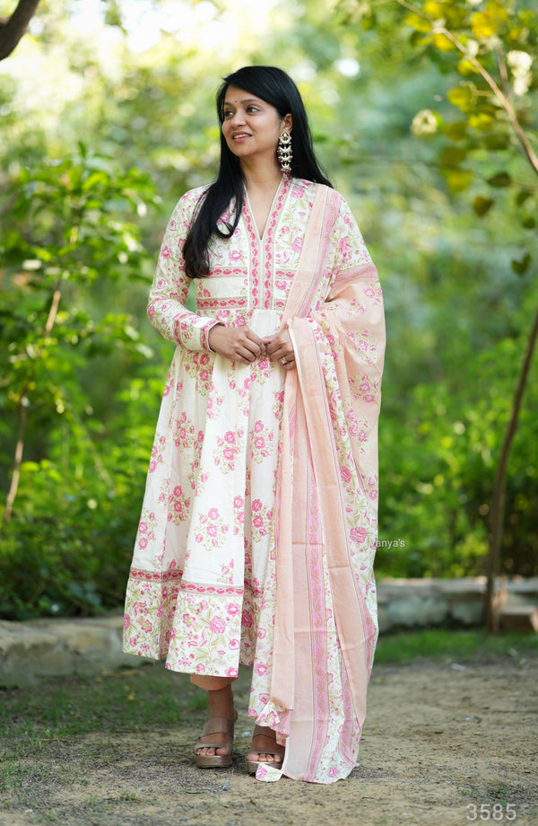 Pakhi Summer Cotton anarkali- attached lining