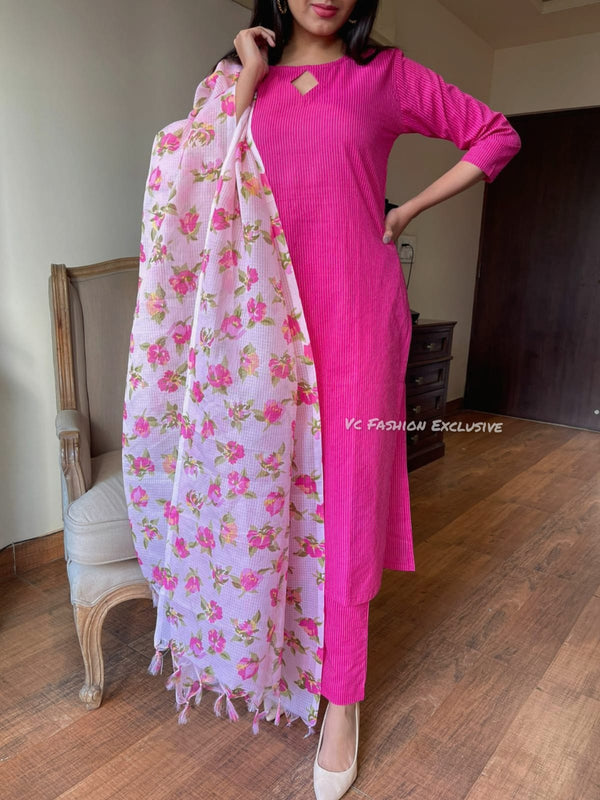 Katha cotton suit sets with doria duppata-Buy1Get1