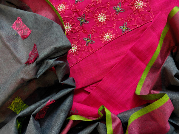 Karvi Handloom cotton Suit sets with linen Duppata