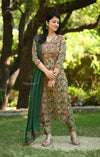 Saavi Ajrak Green Cotton Suit Sets