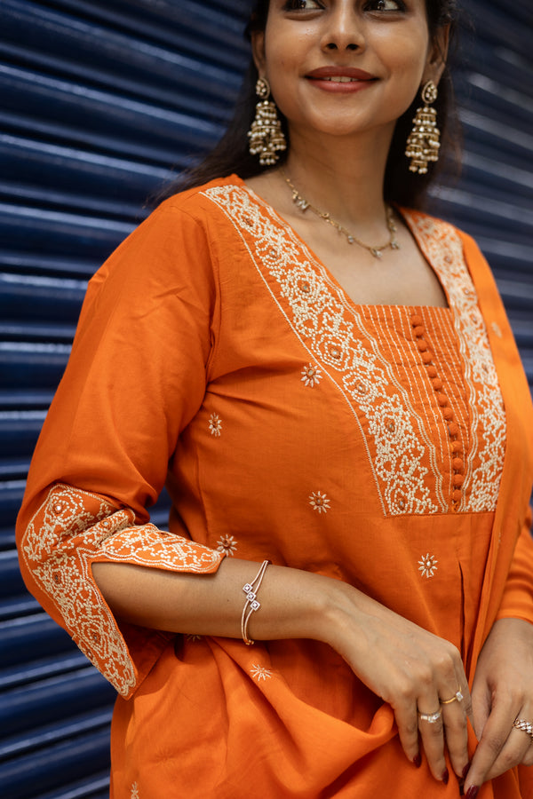 Saanjh Pure Cotton Embroidery Suit Sets- Two colours