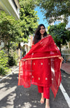Mohini Kota Doria Red Suit Sets