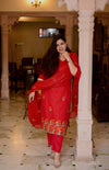 Savitri Red Kota Doria Embriodery Suit Sets