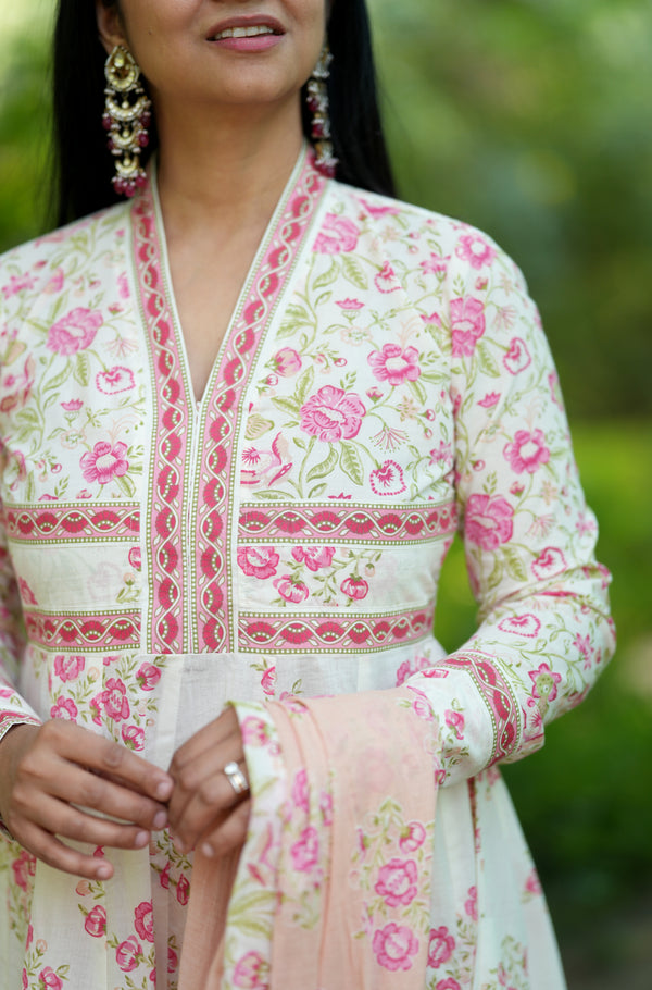 Pakhi Summer Cotton anarkali- attached lining