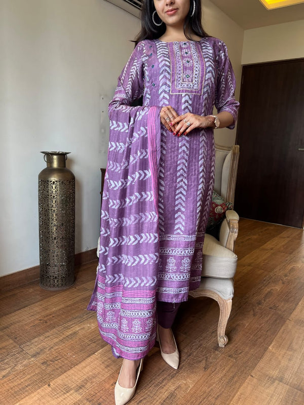 Wine self silk suit sets