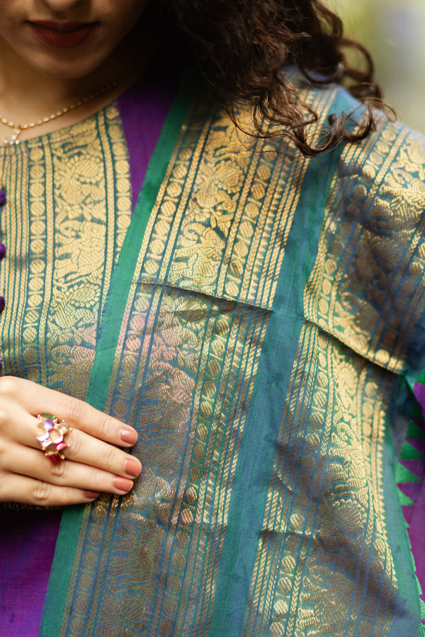 Varsha Sutra kanchi pattu cotton Suit Set- pure pattu with lining